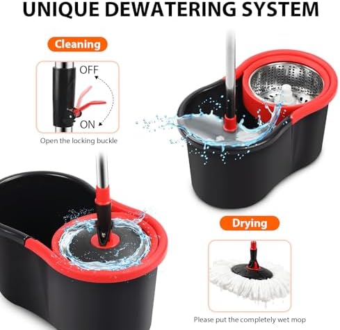 Spin Mop and Bucket with Wringer Set, 360° Mop and Bucket System with One - Image 3