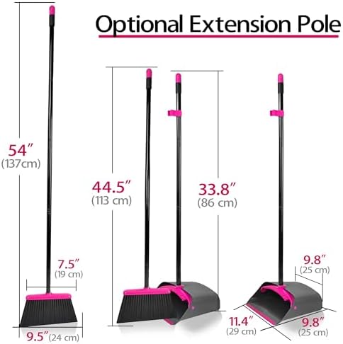 JEHONN Broom with Dustpan Combo Set, Long Handle Lightweight Indoor Broom Set - Image 2