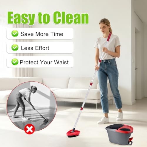 Mop Heads Spin Mop Handle Brush & Base Set Compatible - Image 6
