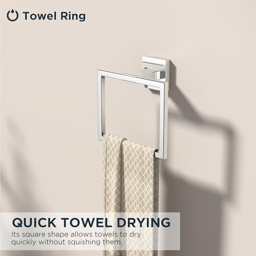FORIOUS Toilet Paper Holder and Towel Ring Set, Bathroom Accessories Set - Image 5