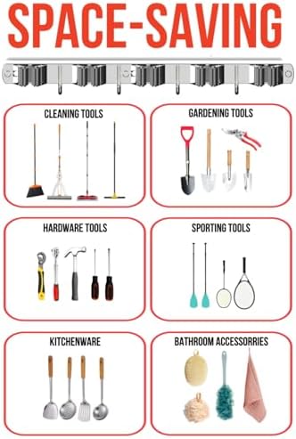 Mop and Broom Holder Wall Mount, Upgraded Broom Hanger Wall Mount, Stainless - Image 3