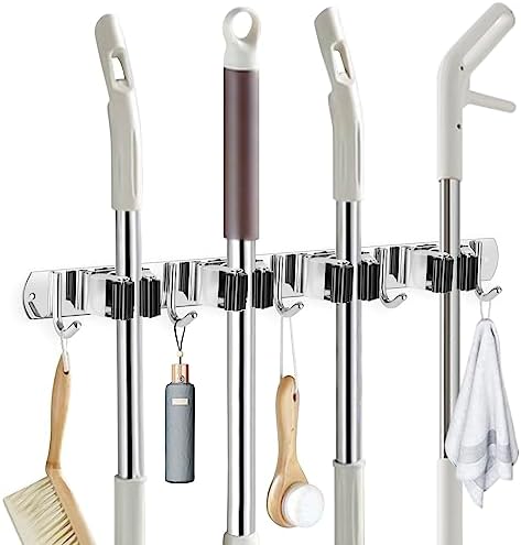 IMILLET Broom Holder Wall Mount Stainless Steel Mop Organizer by IMILLET