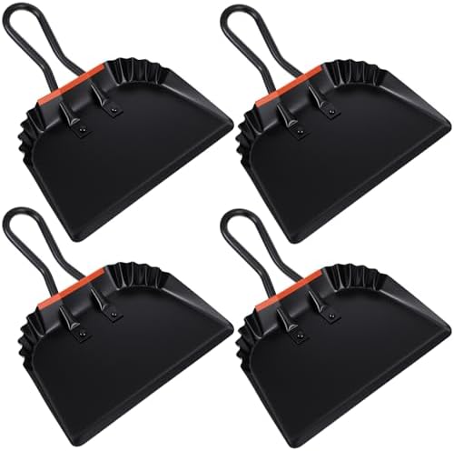 4 Pack 12 inch Heavy Duty Metal Dustpan Large Wide Dust Pans by Unknown