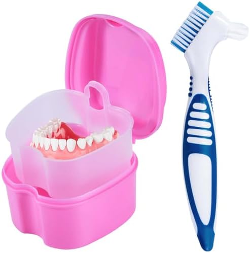 KISEER Pink Denture Bath Case Cup Box Holder Storage Container by KISEER