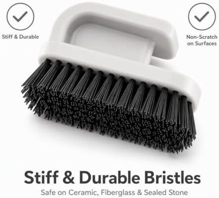 2-Pack Scrub Brush with Ergonomic Handle, Grout Cleaning Brush - Image 6