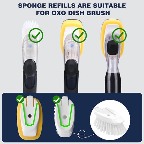 Sponge Brush Refills for OXO Soap Dispensing Dish Brush, 4 Pack - Image 2