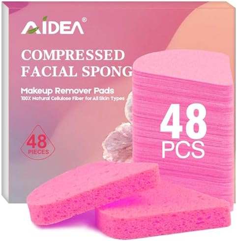 AIDEA Compressed Facial Sponges-48Count, Disposable Face Sponges by AIDEAHOME
