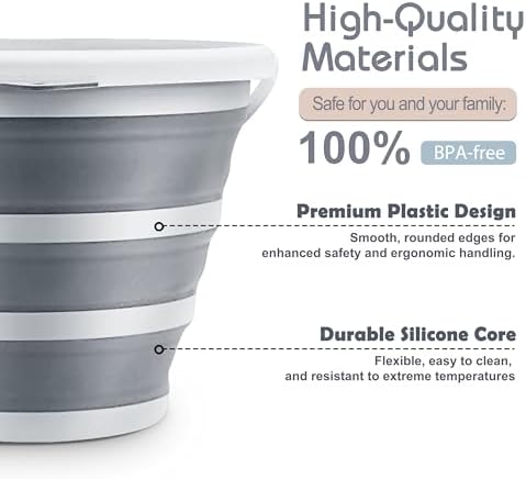 Goderewlid Collapsible Bucket 2.6 Gal/10L, Space-Saving, Portable Foldable - Image 5