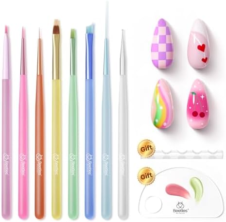 Beetles Nail Art Brushes Set for Gel Polish 8 Pcs by beetlesGelPolish