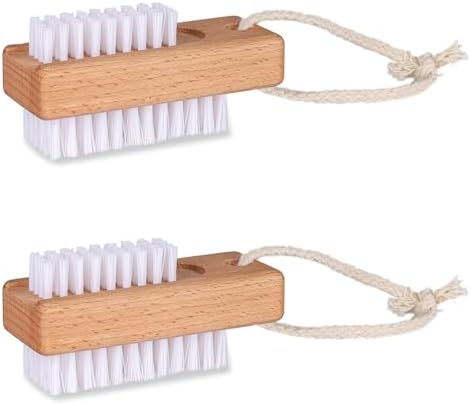 2 Pack Wooden Nail Brush with Hanging Rope by BONUMVITA