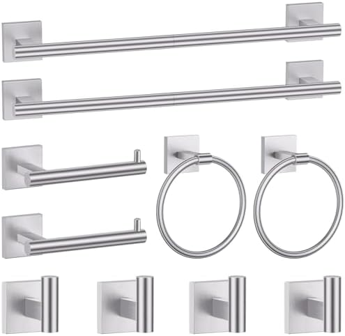Brushed Nickel Bathroom Hardware Accessories Towel Bar Set, 10 Pieces Bathroom by SOAEZ