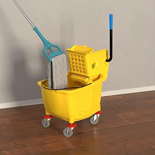 35 Qt. Yellow Mop Bucket & Side Press Wringer Combo - Image 2