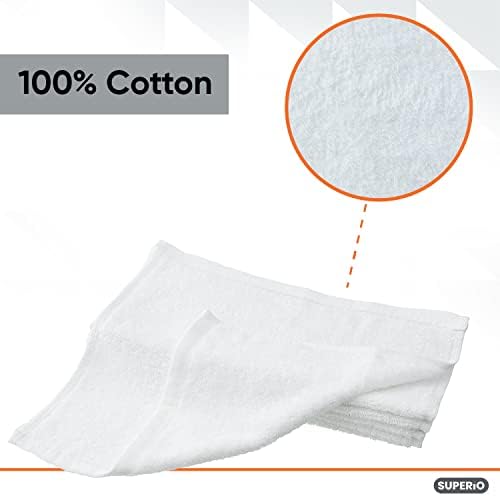Superio Terry Cloth Rags White Washcloths 100% Cotton 12" Cleaning Cloths - Image 4