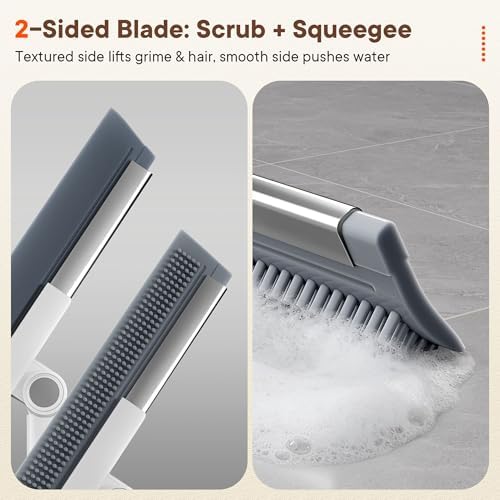 Floor Squeegee Broom with Rubber Scrubbing Teeth, 16 Inch 2-in-1 Magic Broom - Image 4