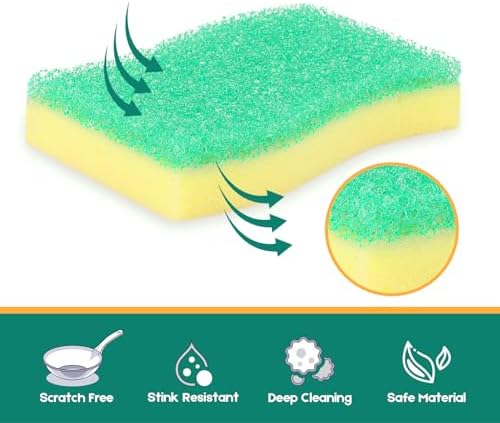 LAUNDRYLUX Scrub Sponge, 4 Pack Dual-Sided Temperature-Responsive Scrubber - Image 4