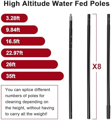 35ft Water Fed Pole Kit, Rotatable Solar Panel Cleaning Brush & Squeegee - Image 5
