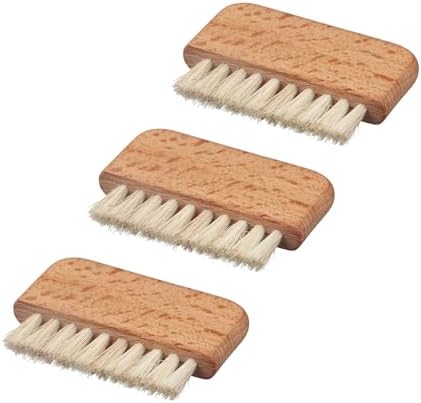 Pokinge 3Pcs Pig Bristle Nail Dust Brush, Wood Handle, Natural Wood Color by Pokinge
