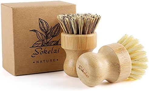 Bamboo Dish Scrub Brushes Set for Kitchen by wokelai
