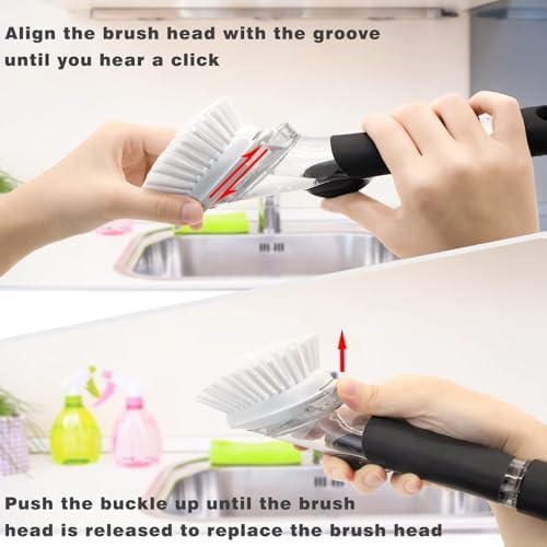 6 Pack Dish Brush Refills for OXO/RIMAY Soap Dispensing Dish Brush - Image 4