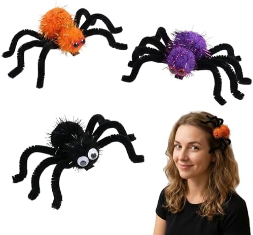 6PCS Plush Spider Hair Clips, Spooky Spider Duckbill Clips Hair Barrettes by Unknown