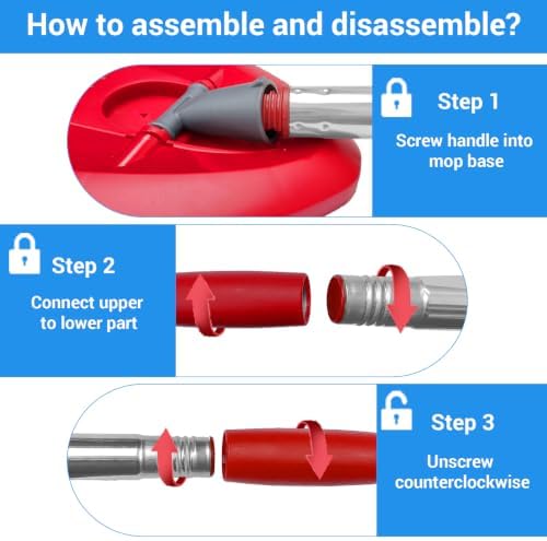 Spin Mop Replacement Handle for Ocedar EasyWring/RinseClean/H2Pro Flat Mop - Image 7