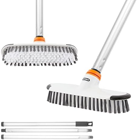 Superio Deck Scrub Brush with Long Handle, Heavy Duty Stiff Bristles Grout by Superio