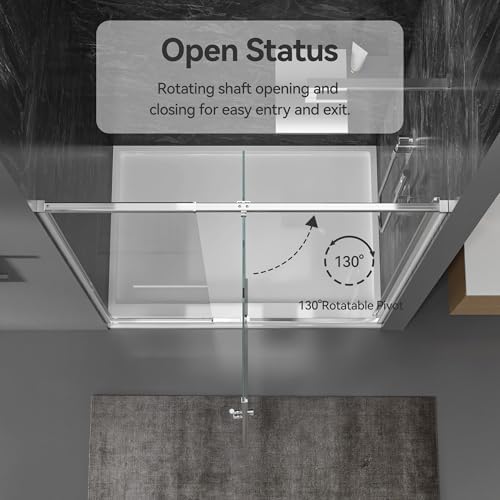 Findepot 38-42" W x 71" H Pivot Glass Shower Door, Retractable Rail - Image 3