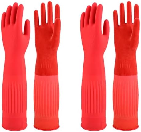North Tower Rubber Dishwashing Cleaning Gloves 18", 2 Pairs Large by GOLVESHELPYOUIMPROVELIFE