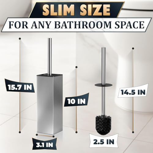 Silver Toilet Brush and Holder Set, Freestanding - Image 2