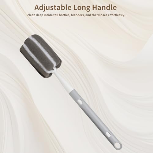 Sponge Bottle Brush Adjustable Long Handle Up to 14.5” 2-Pack - Image 4