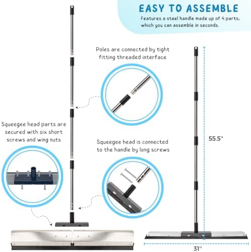 Floor Squeegee for Concrete Water Removal, 55.5’’ Long Handle Commercial - Image 4