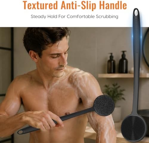 Silicone Back Scrubber for Shower, 17in Lengthen Long Handle Body Brush - Image 6