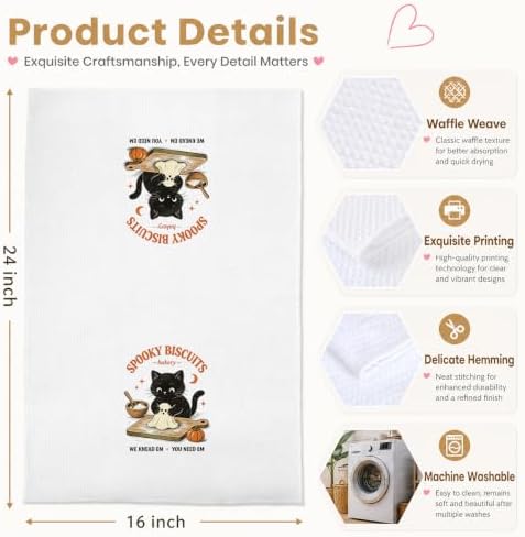 Funny Ghost Cat Kitchen Towels Home Kitchen Decor Hostess Gifts - Image 2