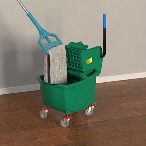 26 Qt. Green Mop Bucket and Side Press Wringer Combo - Image 2