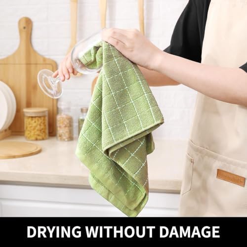 Homaxy 100% Cotton Terry Kitchen Towels, 4 Pack, Sage Green - Image 4