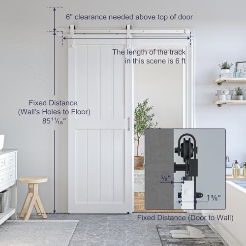 SMARTSTANDARD 32" x 84" White Sliding Barn Door - Image 3