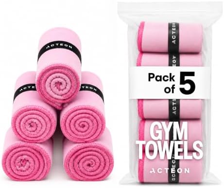 Acteon Microfiber Gym Towels 5 Pack Quick Dry, Super Absorbent Sweat Towels by Acteon