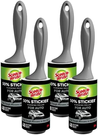 Scotch-Brite 50% Stickier Auto Lint Roller, 192 Sheets Total, 4 Pack by Scotch-Brite