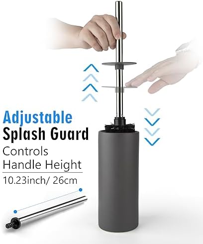 Matt Gray Ceramic Toilet Brush and Holder Set - Image 4