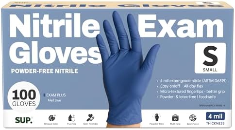 Supmedic SUP Exam Plus® Nitrile Gloves, Powder-Free Disposable Med Blue by SUP