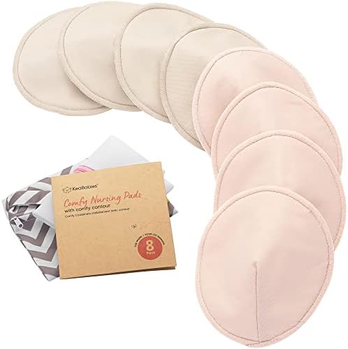 Organic Nursing Pads, 8 Washable Breast Pads, Wash Bag by KeaBabies