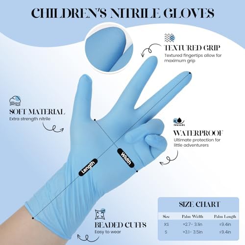 Kids Disposable Gloves, 5-Mil Safe Blue Nitrile - Image 2
