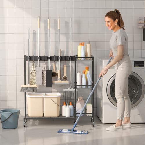 2 in 1 Metal Cleaning Carts on Wheels - Image 2