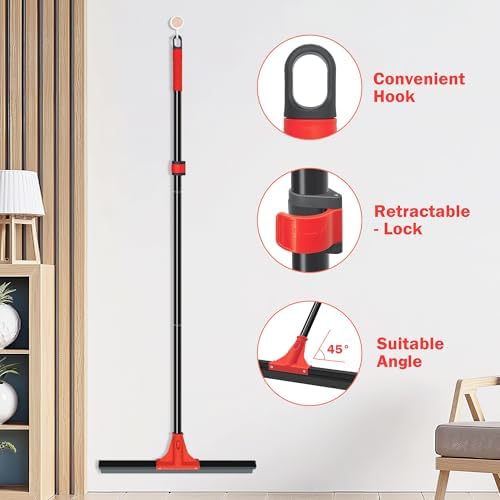 Floor Squeegee with 18'' Silicone Rubber Scraper Head and 58'' Long Adjustable - Image 4