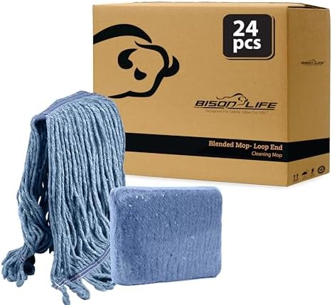 KLEEN HANDLER Heavy Duty Commercial Loop End Mop Head Replacement, 24 Pack by BisonLife