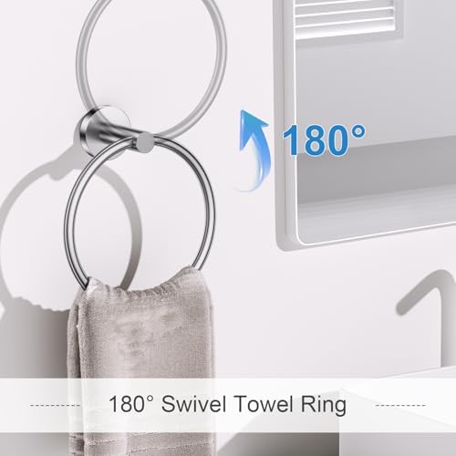 Brushed Nickel Bathroom Hardware Set, 5 Pieces Towel Bar Bathroom Accessories - Image 4