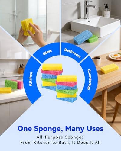 Temede 12-Count Cellulose Sponges, Heavy Duty Kitchen Sponges, Non-Scratch - Image 6