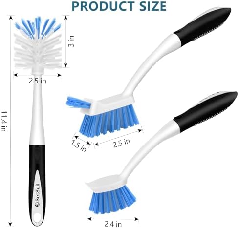 SetSail 3 Pack Dish Brush Set, Long Handle Kitchen Scrub Brush - Image 2
