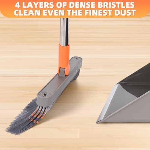 Broom and Dustpan Set, 51 inch Long Adjustable Handle Angle Broom and Dustpan - Image 6
