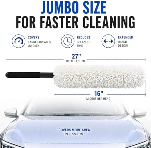 HI-TECH Industries Microfiber Jumbo Duster MFJD-1 – 27" Scratch-Free Car Duster - Image 4